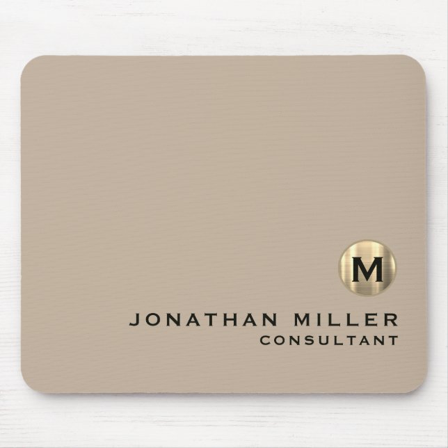 Modern Gold Luxury Monogram Beige Mouse Pad (Front)