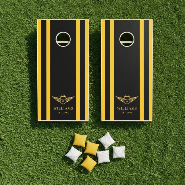 Modern Gold Luxury Royal Crown Monogram Family  Cornhole Set (Creator Uploaded)