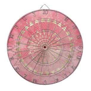 Modern  gold mandala dartboard with darts