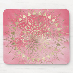 Modern gold mandala mouse pad