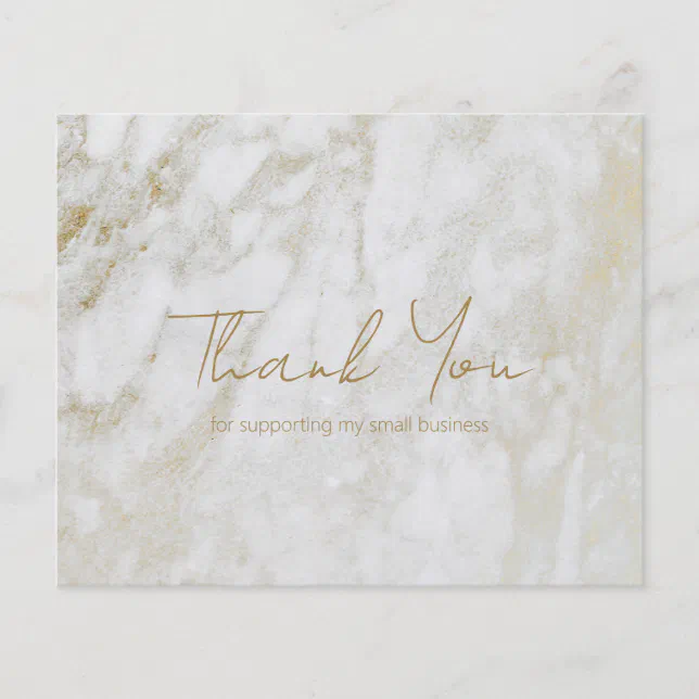Modern Gold Marble Budget Business Thank You Card | Zazzle
