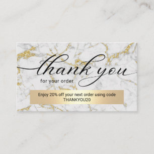 Modern Gold Marble Business Thank You Card