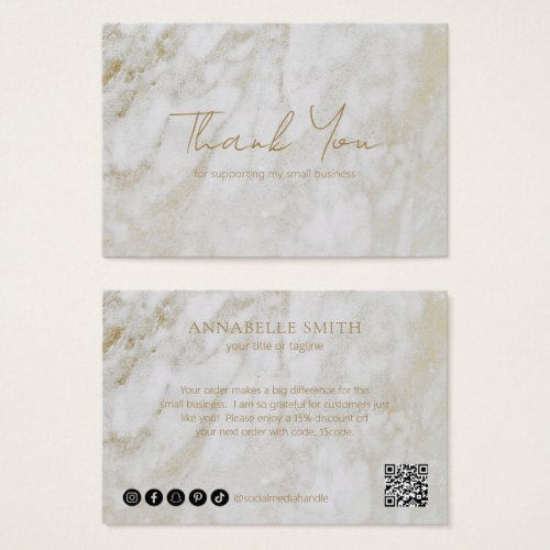 Modern Gold Marble Elegant Business Thank You