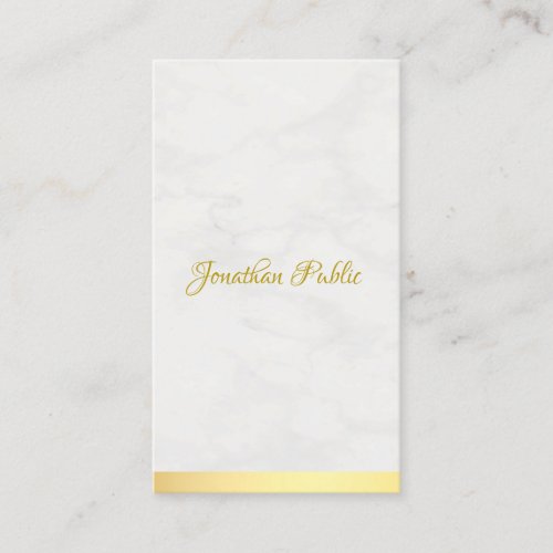 Modern Gold Marble Handwritten Name Professional Business Card
