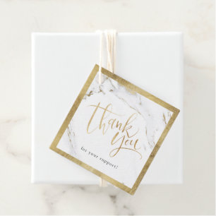 Modern gold marble modern calligraphy thank you favor tags