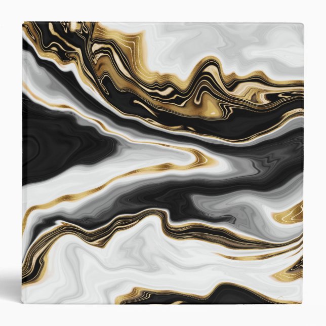Modern Gold Marble Painting Aesthetic 3 Ring Binder (Front)
