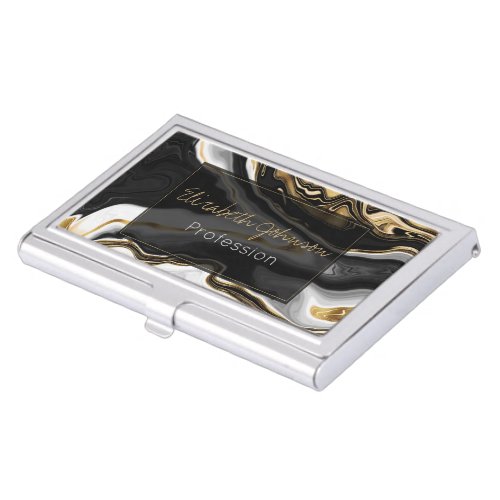Modern Gold Marble Painting Aesthetic Business Card Case