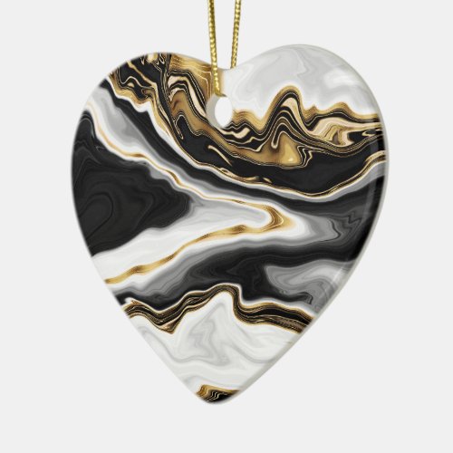 Modern Gold Marble Painting Aesthetic Ceramic Ornament