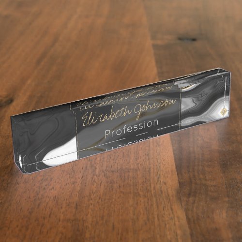 Modern Gold Marble Painting Aesthetic Desk Name Plate