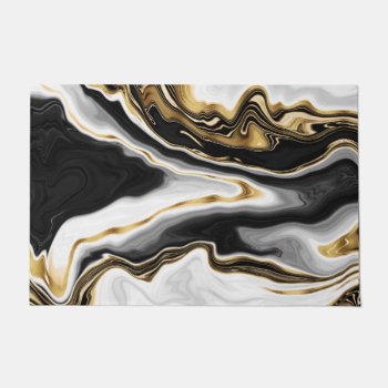 Modern Gold Marble Painting Aesthetic Doormat by Trendy_arT at Zazzle