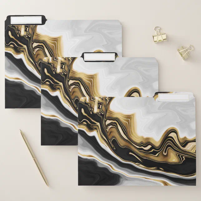 Modern Gold Marble Painting Aesthetic File Folder | Zazzle