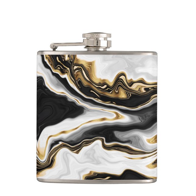 Modern Gold Marble Painting Aesthetic Flask (Front)