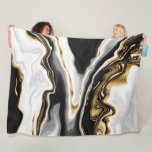 Modern Gold Marble Painting Aesthetic Fleece Blanket at Zazzle