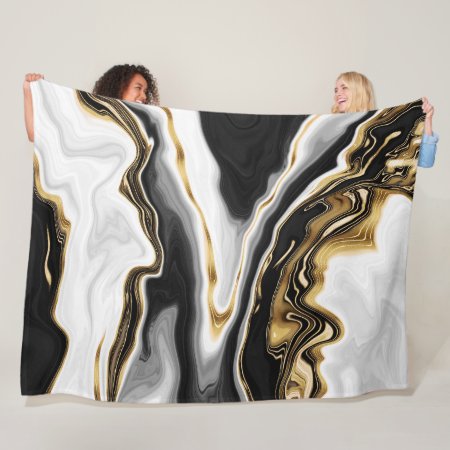 Modern Gold Marble Painting Aesthetic Fleece Blanket