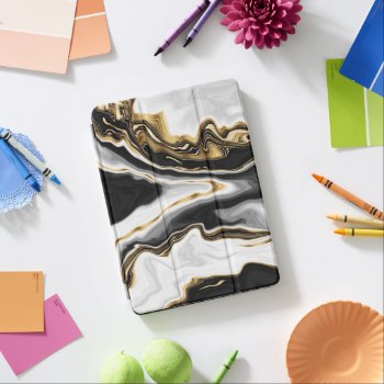 Modern Gold Marble Painting Aesthetic Ipad Pro Cover by Trendy_arT at Zazzle