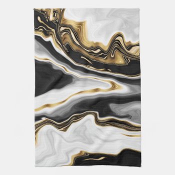 Modern Gold Marble Painting Aesthetic Kitchen Towel by Trendy_arT at Zazzle