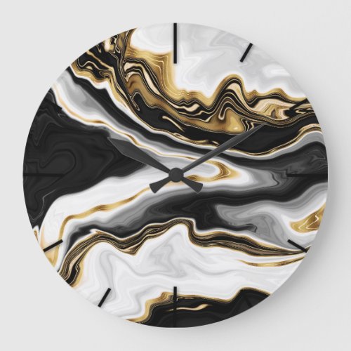 Modern Gold Marble Painting Aesthetic Large Clock