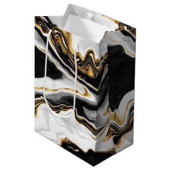 Modern Gold Marble Painting Aesthetic Medium Gift Bag by Trendy_arT at Zazzle