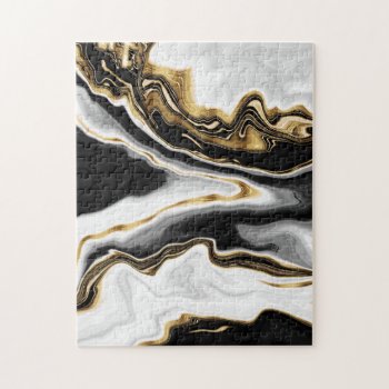 Modern Gold Marble Painting Esthetic Jigsaw Puzzle by Trendy_arT at Zazzle