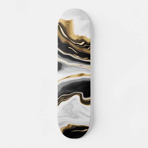 Modern Gold Marble Painting Esthetic Skateboard