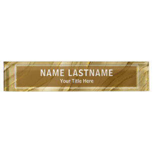 Modern Gold Marble Sign for Business & Office Desk Name Plate