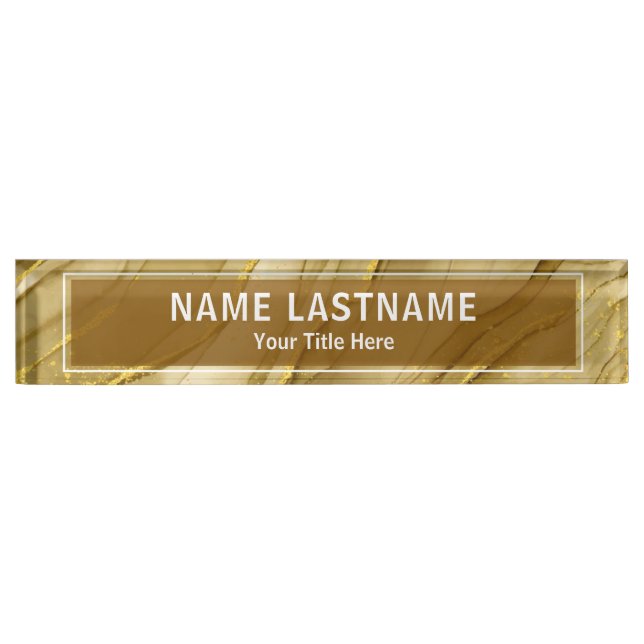Modern Gold Marble Sign for Business & Office Desk Name Plate (Front)