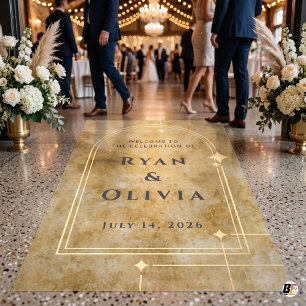 Modern Gold Marble Wedding Welcome Dance Floor Decals