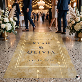Modern Gold Marble Wedding Welcome Dance Floor Decals