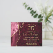 Modern Gold Maroon RN Graduation Party Invitation Postcard (Standing Front)