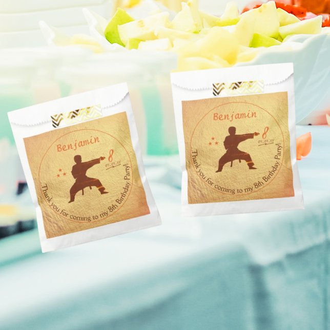  Modern Gold Martial Arts Karate Kids 8th Birthday Favor Bag (Creator Uploaded)