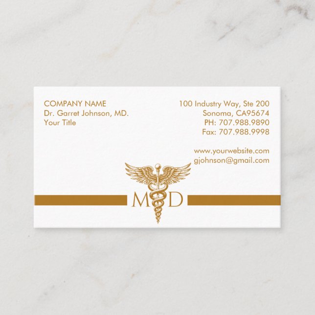 Modern Gold Medical Business Card (Front)