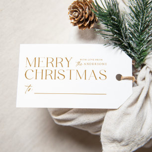 Modern Gold Merry Christmas Gift Tags