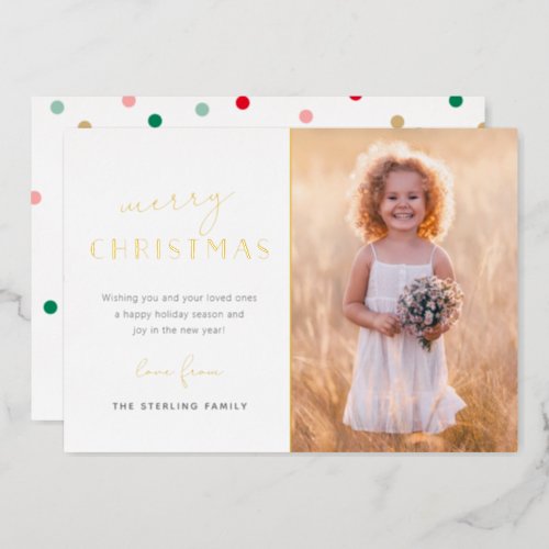 Modern Gold Merry Christmas Holiday Photo Card