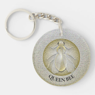 Modern Gold Metal Bee Coin Keychain