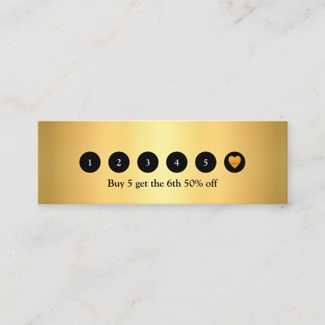 Modern Gold Metallic 6 Punch Loyalty Card (Front)