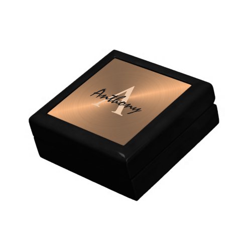 Modern Gold Metallic Bronze Monogram Personalized Gift Box