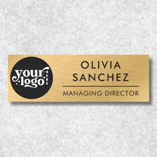Modern Gold Metallic Business Logo Name Tag