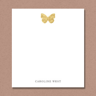 Modern Gold Metallic Butterfly Personalized Notepad