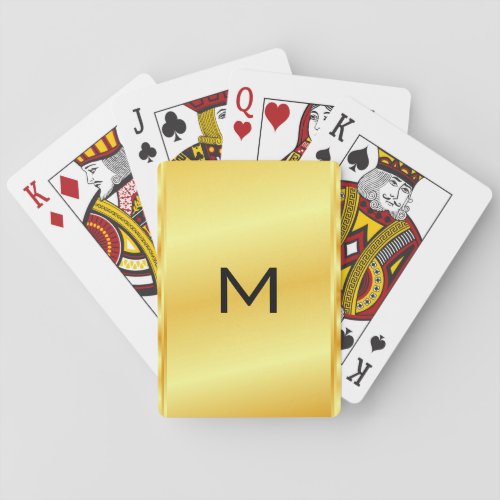 Modern Gold Metallic Look Monogram Name Template Playing Cards