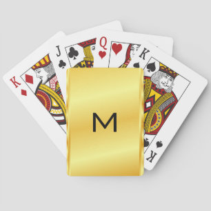 Modern Gold Metallic Look Monogram Name Template Poker Cards