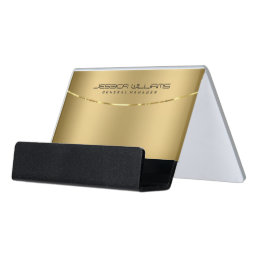 Modern Gold Metallic Looking Background Desk Business Card Holder