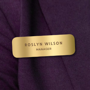 Modern Gold Metallic Minimalist Business Name Tag