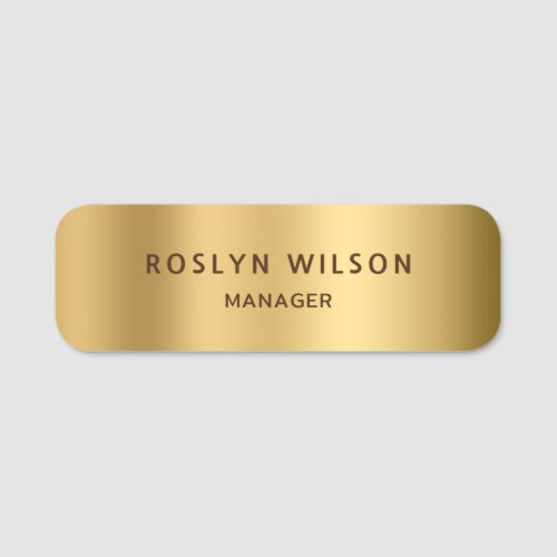 Modern Gold Metallic Minimalist Business Name Tag