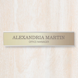 Modern Gold Metallic Name Job Title Door Sign