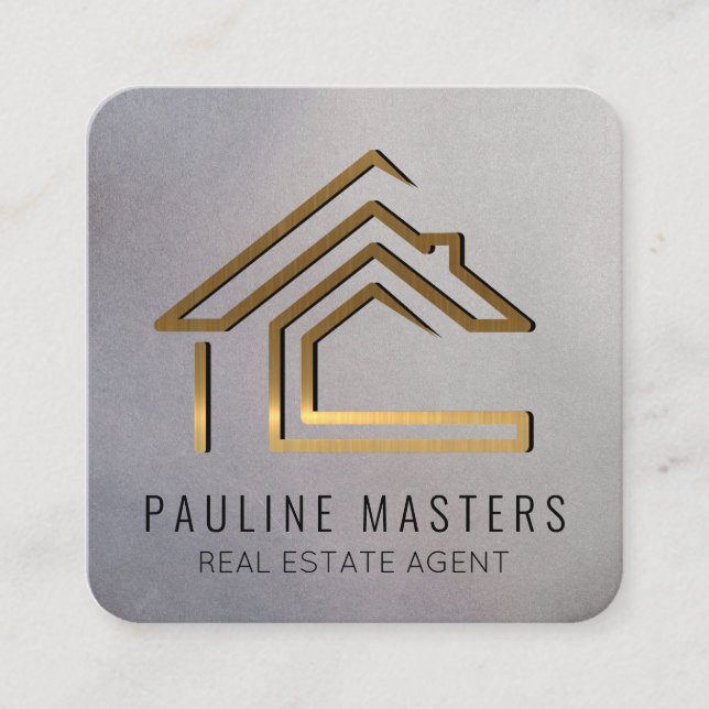Modern Gold Metallic Real Estate Logo | Home Appointment Card (Front)
