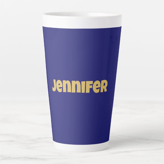 Modern Gold Midnight Blue Color Plain Unique Latte Mug (Front)