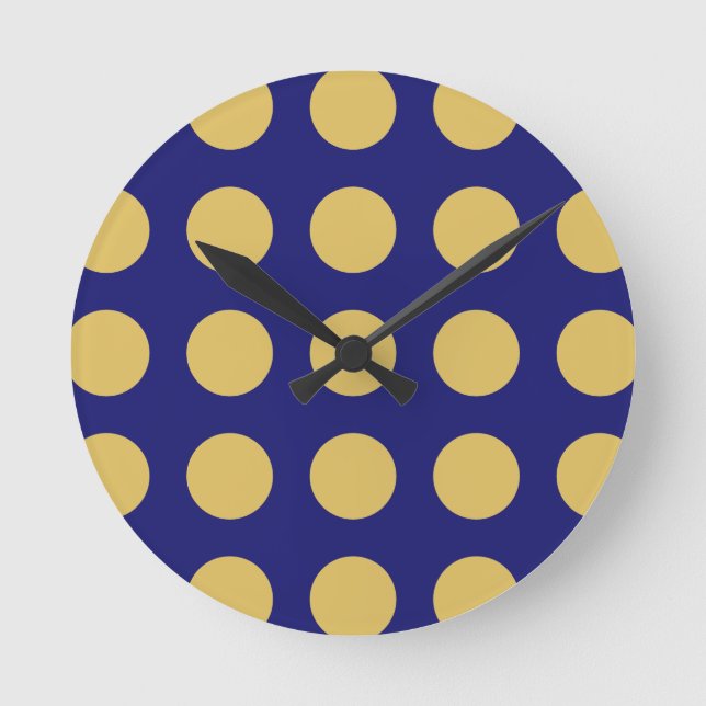 Modern Gold Midnight Blue Color Plain Unique Round Clock (Front)