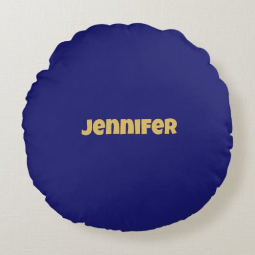 Modern Gold Midnight Blue Color Plain Unique Round Pillow