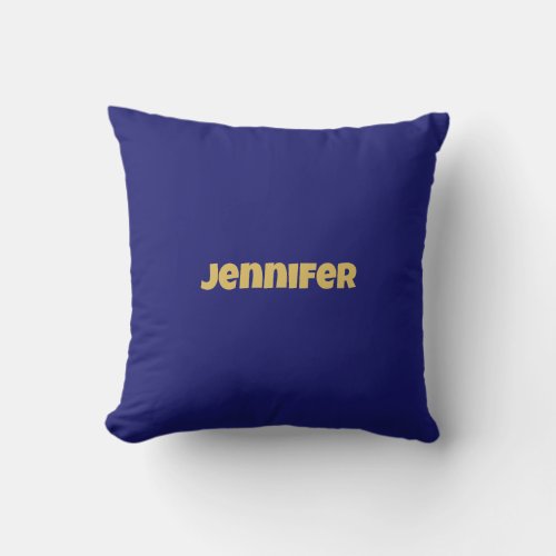 Modern Gold Midnight Blue Color Plain Unique Throw Pillow