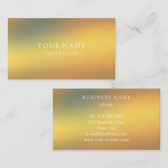Modern Gold Minimal Silk Metallic White  Business Card (Front/Back)